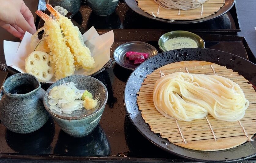 山形蕎麦 石邸の稲庭うどん天ぷらセット